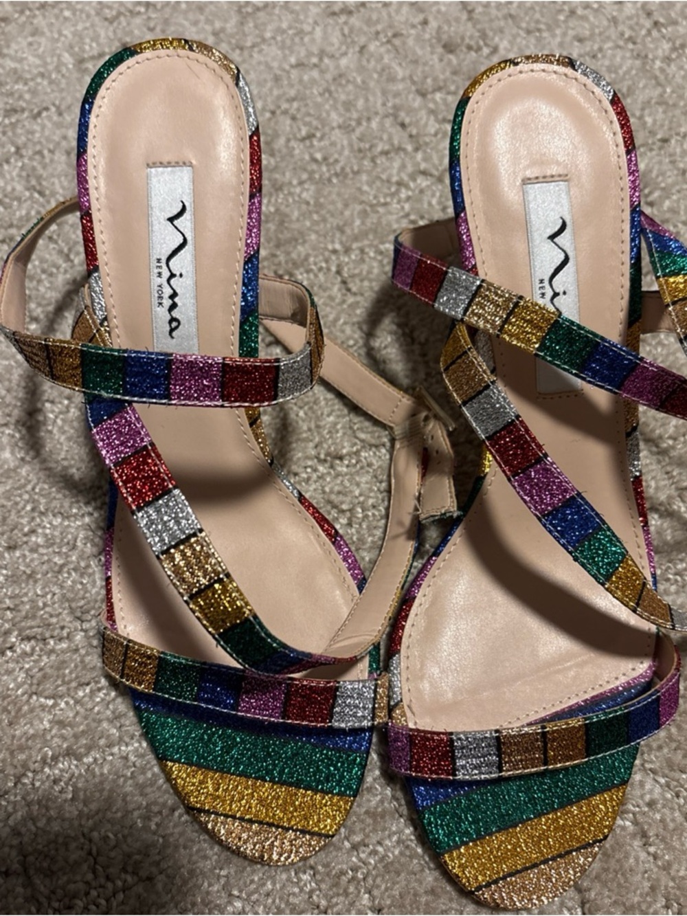 NINA Womens Vanna Open Toe Ankle Wrap Classic Pumps 7.5